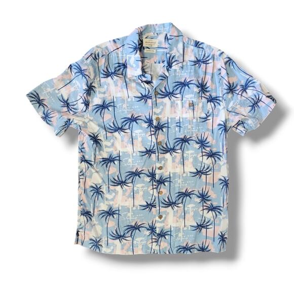 Linen Palm Tree Print Button Down Shirt from Original Weatherproof Vintage - Picture 1 of 2